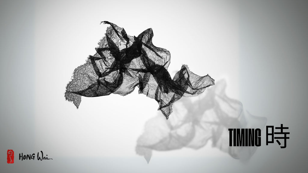 Hong Wai 洪慧: Lace Calligraphy Landscape Installation (天.時.地.利.人.和 – 蕾絲書法山水裝置)