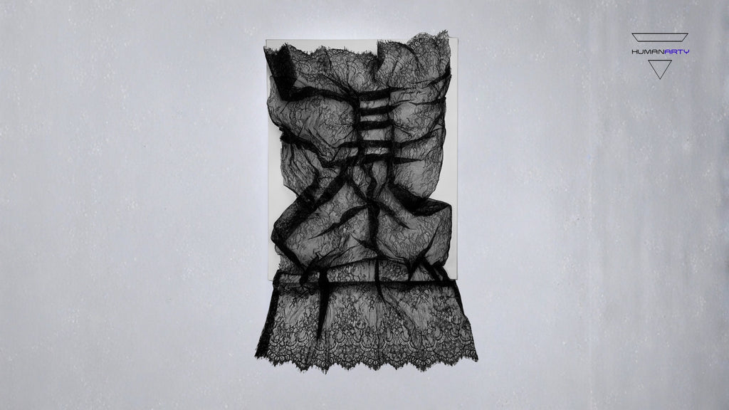 Hong Wai 洪慧: One Life One Dream: Waterfall (蕾絲書法 - 巴黎一字一生系列 – 瀑)